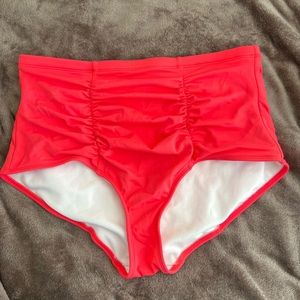 Ruched High Waisted Swim Bottoms